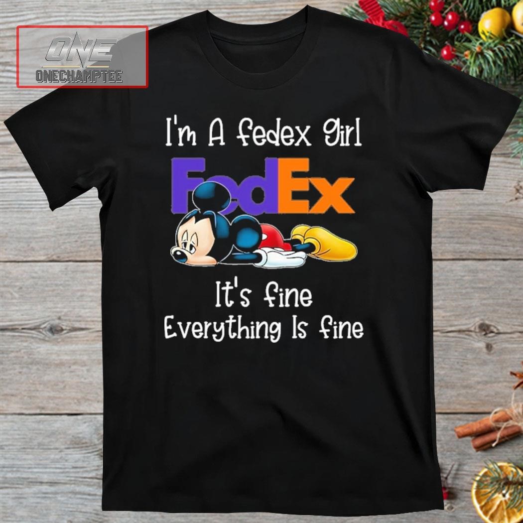 Mickey Mouse Disney I'm An Amazon Girl It's Fine Everything Is Fine FedEx Logo Shirt