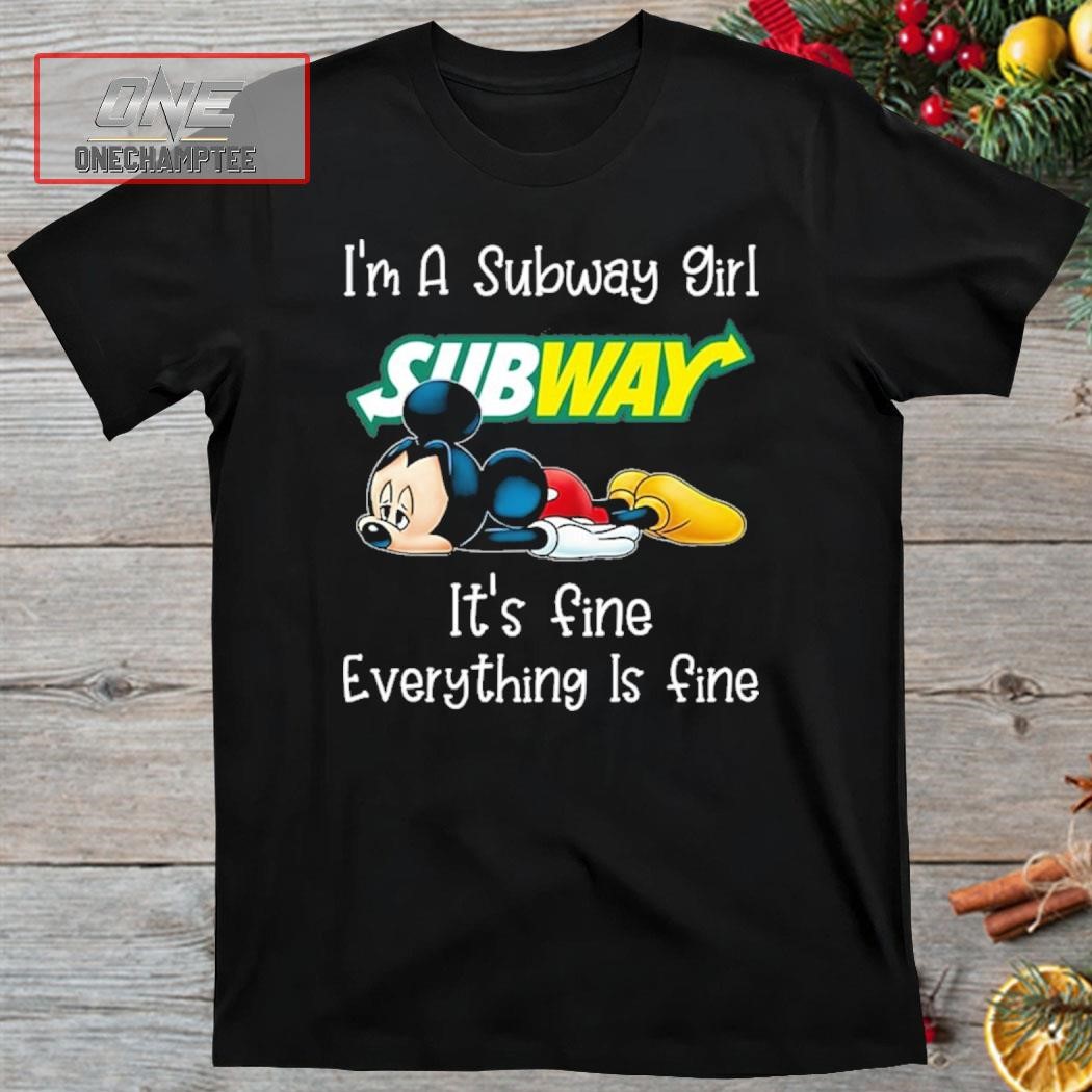 Mickey Mouse Disney I'm An Amazon Girl It's Fine Everything Is Fine Subway Logo Shirt