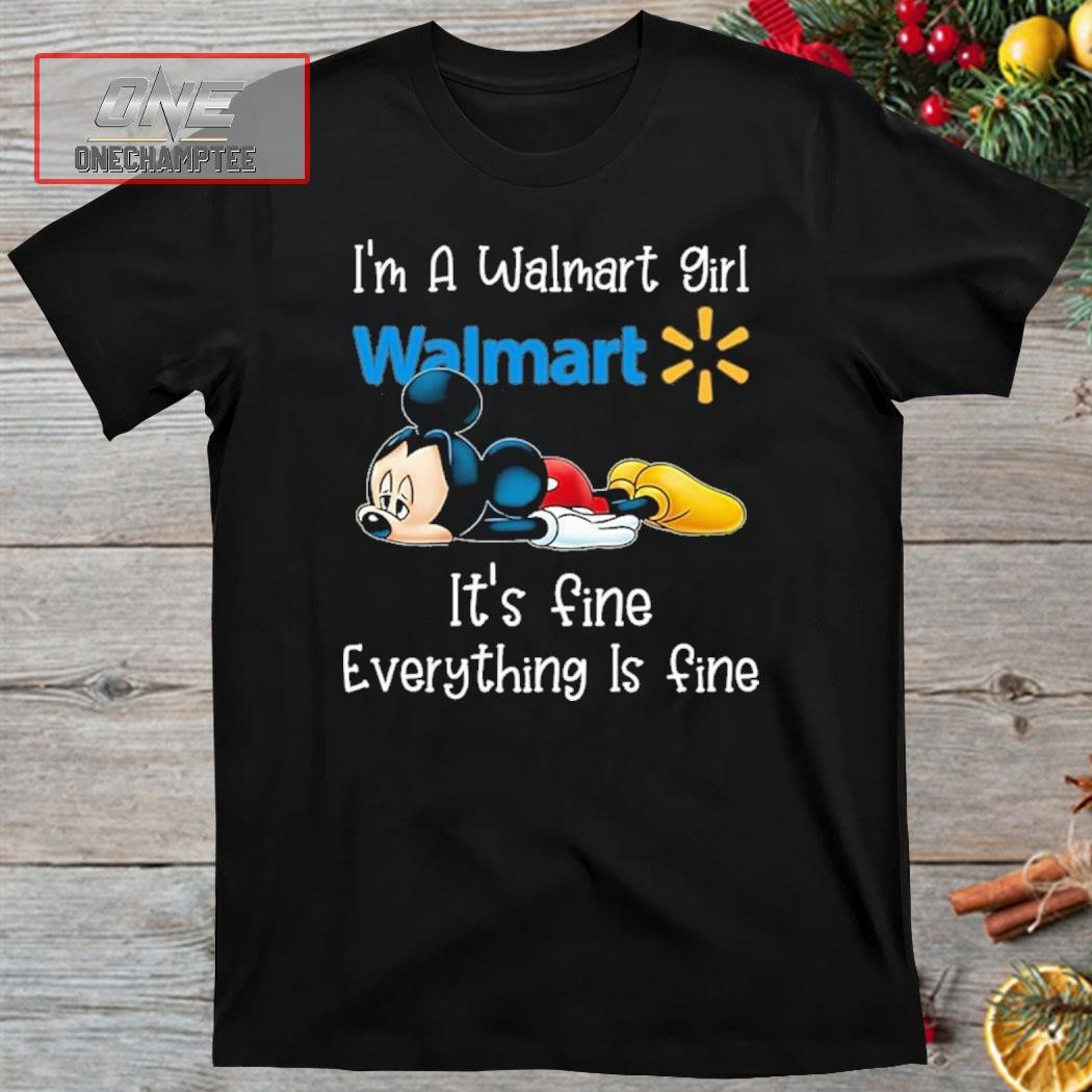 Mickey Mouse Disney I'm An Amazon Girl It's Fine Everything Is Fine Walmart Logo Shirt