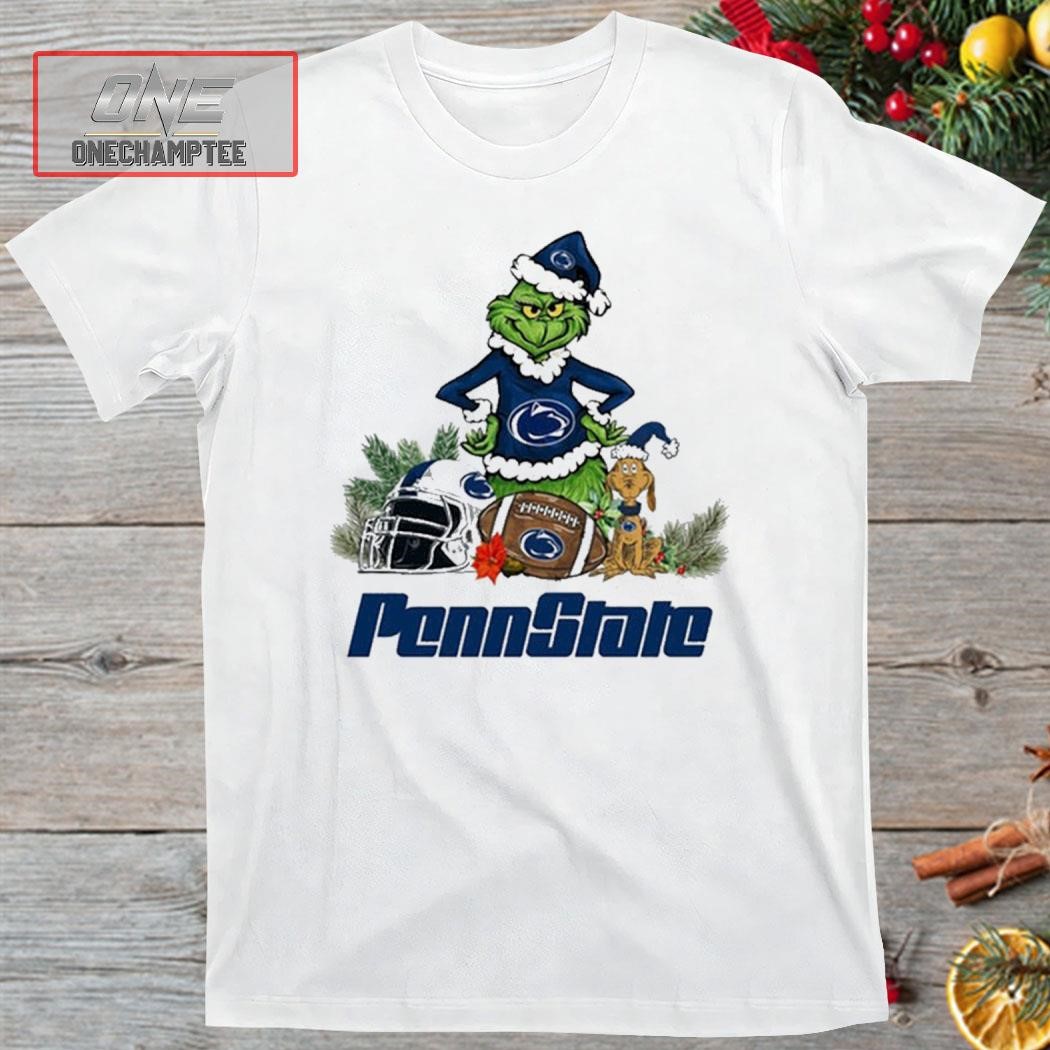 Penn State Nittany Lions Funny Grinch And Dog Christmas Shirt