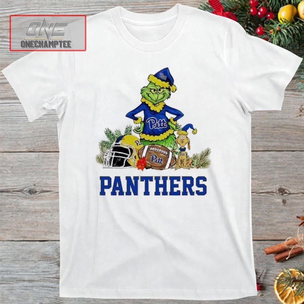 Pittsburgh Panthers Funny Grinch And Dog Christmas Shirt