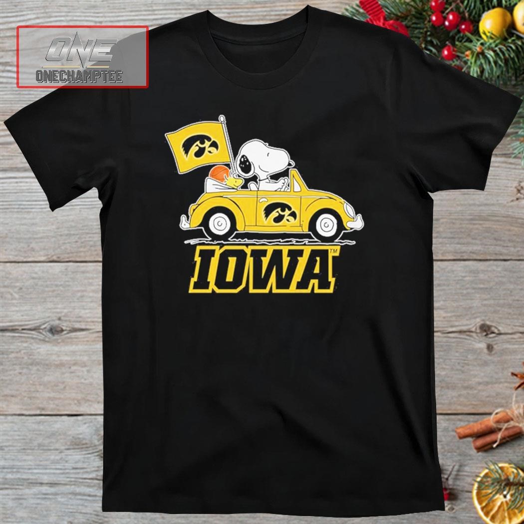 Snoopy Driving A Car Iowa Hawkeyes Shirt
