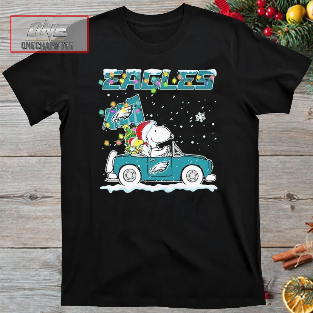 Snoopy Driving A Car Philadelphia Eagles Christmas Shirt