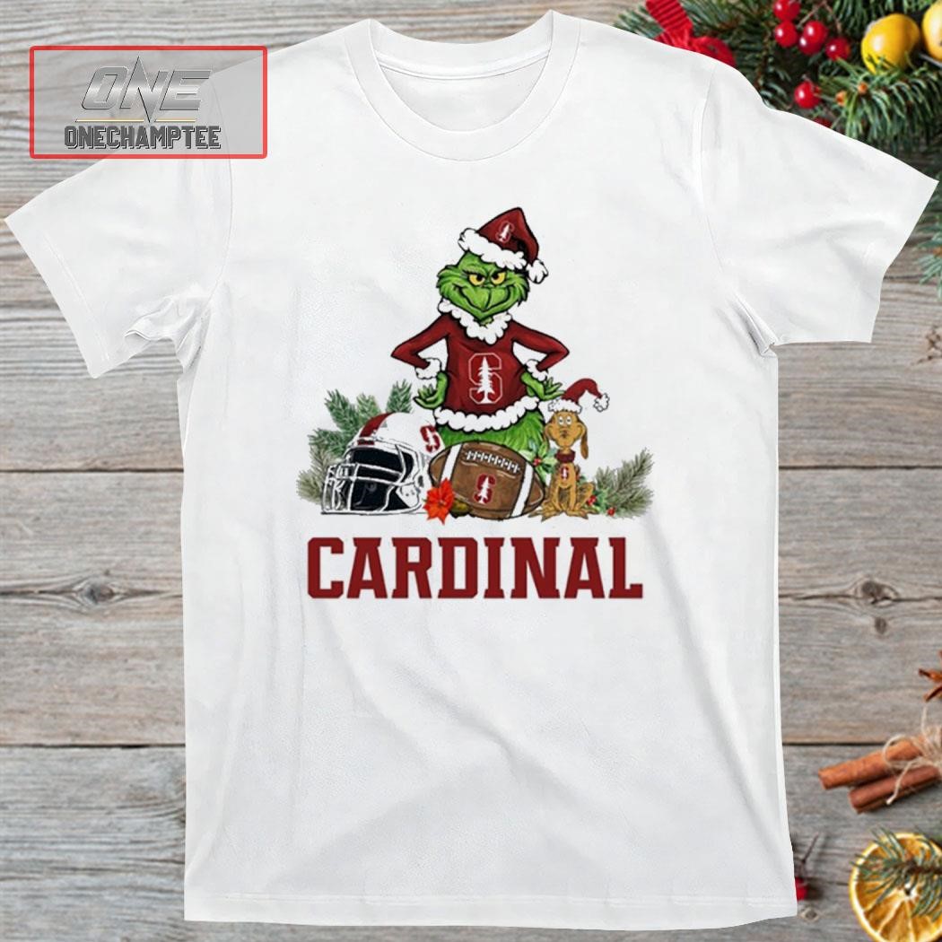 Stanford Cardinal Funny Grinch And Dog Christmas Shirt