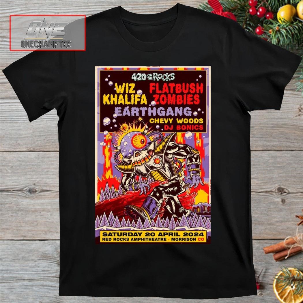 Wiz Khalifa & Flatbush Zombies 20th April, 24 Red Rocks, Morrison CO Show Poster Shirt