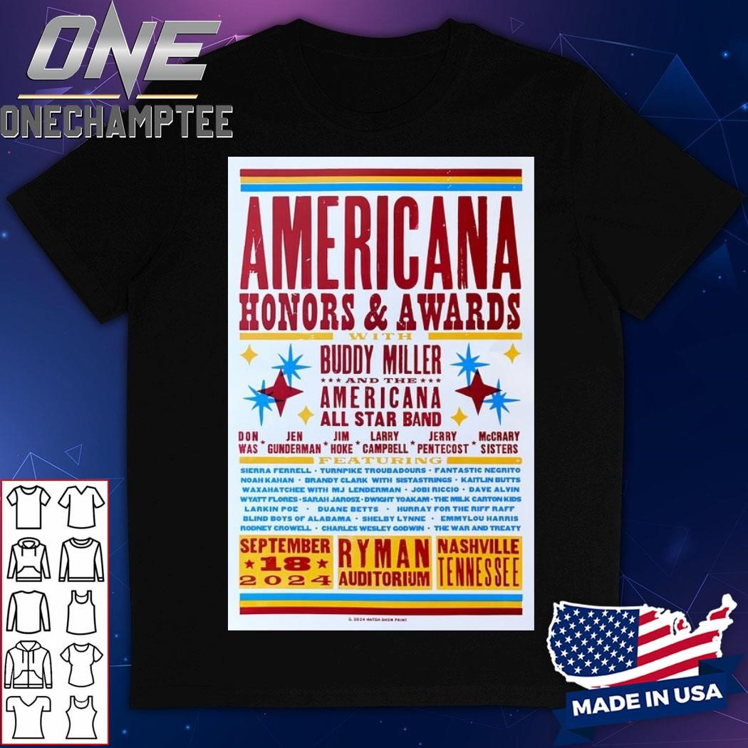 Americana Honors & Awards September 18 2024 Ryman Auditorium Nashville, TN Concert Poster Shirt