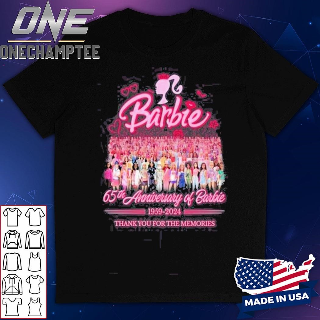 Barbie 65th Anniversary Of Barbie 1959-2024 Thank You For The Memories T-Shirt