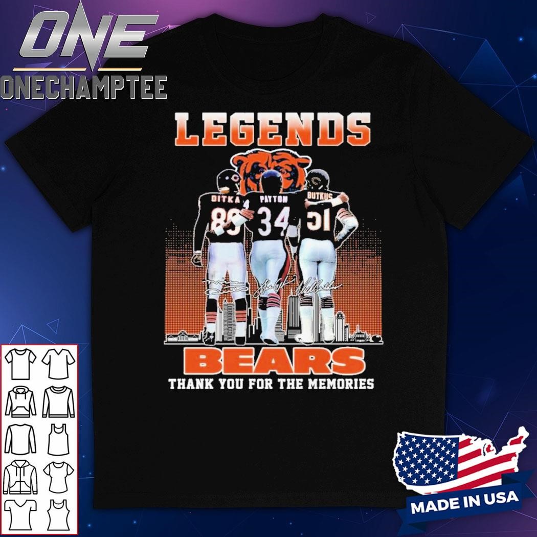 Chicago Bears Legends Thank You For The Memories Ditka Payton Butkus T-Shirt