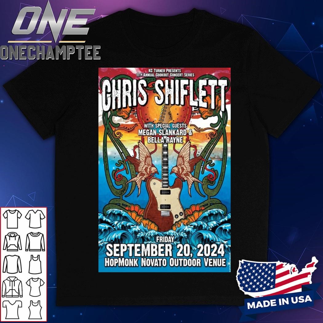 Chris Shiflett of Foo Fighters September 20 2024 Live At HopMonk Novato Outdoor Venue, Novato, CA Concert Poster Shirt