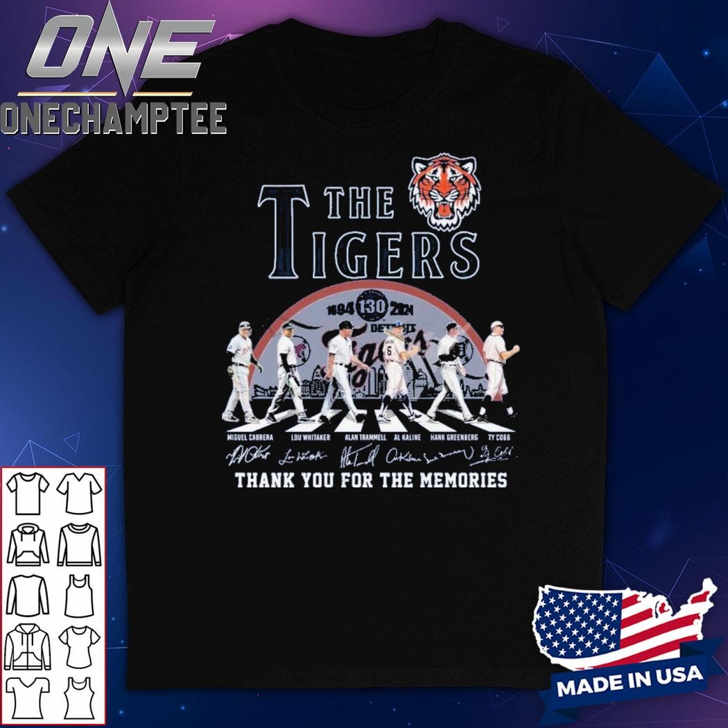 Detroit Tigers 130 Years Of 1894-2024 Thank You For The Memories T-Shirt