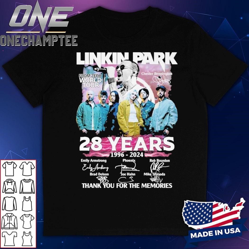 Linkin Park 28 Years 1996-2024 From Zero World Tour Signature Thank You For The Memories Unisex T-Shirt