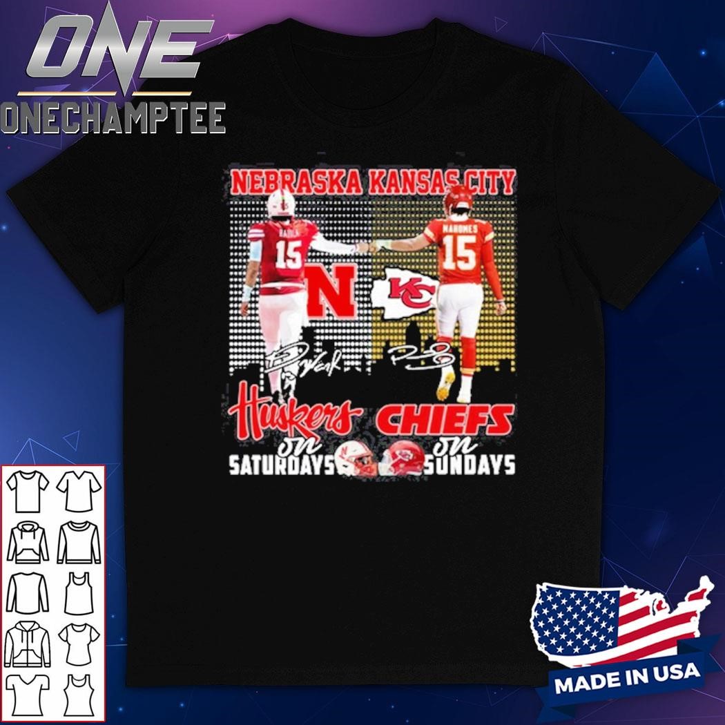 Nebraska Huskers vs Kansas City Chiefs 2024 On Sunday Signatures T-Shirt