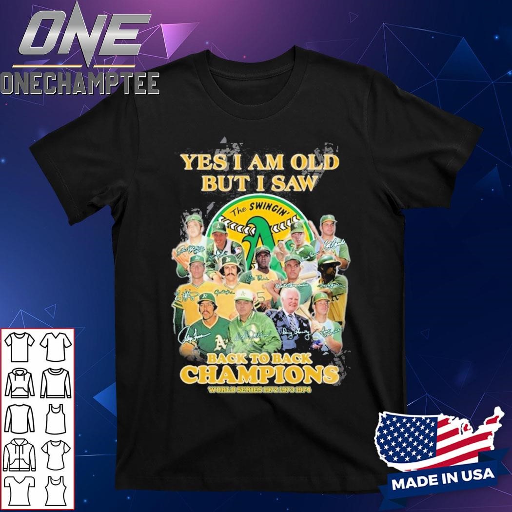 Oakland Athletics Back To Back Champions World Series 1972 1973 1974 T-Shirt