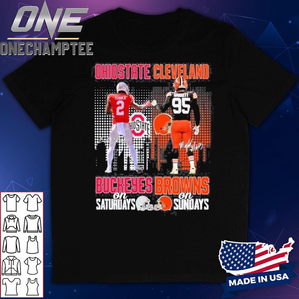 Ohio State Buckeyes On Saturdays Cleveland Browns On Sundays 2024 T-Shirt