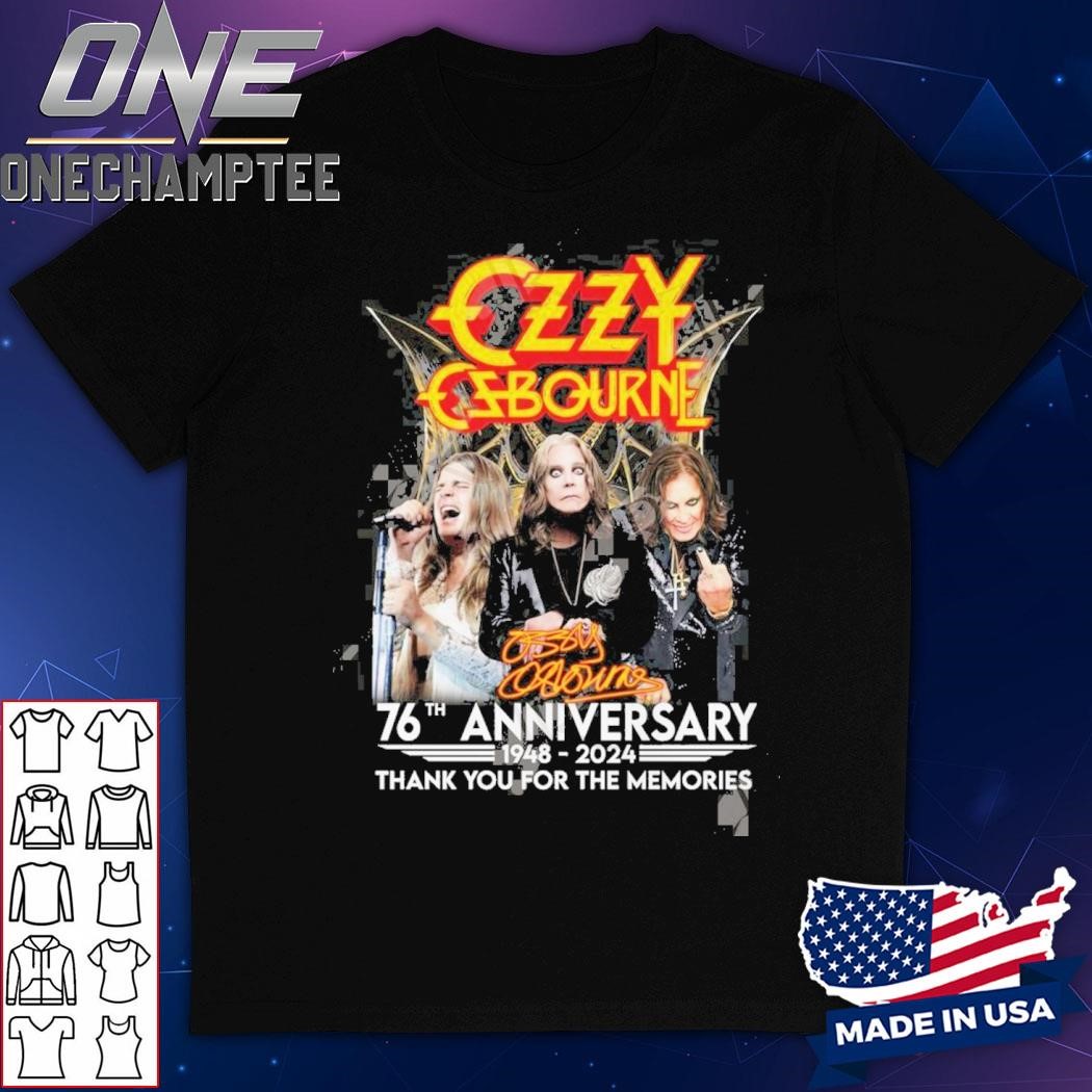 Ozzy Osbourne 76th Anniversary 1948 – 2024 Thank You For The Memories T-Shirt