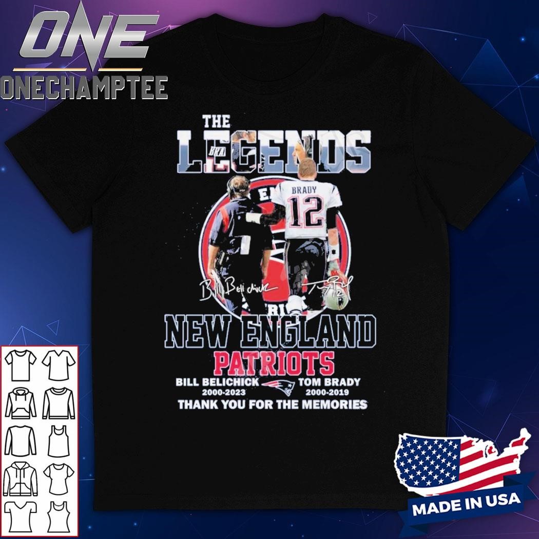 The Legends New England Patriots Bill Belichick & Tom Brady Thank You For The Memories T-Shirt