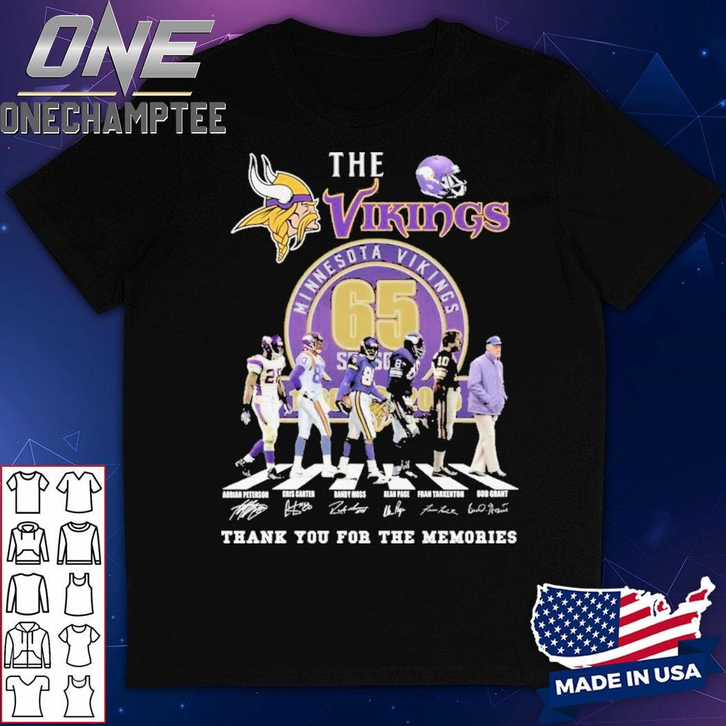 The Minnesota Vikings 65 Season Siganture Thank You For The Memories Unisex T-Shirt