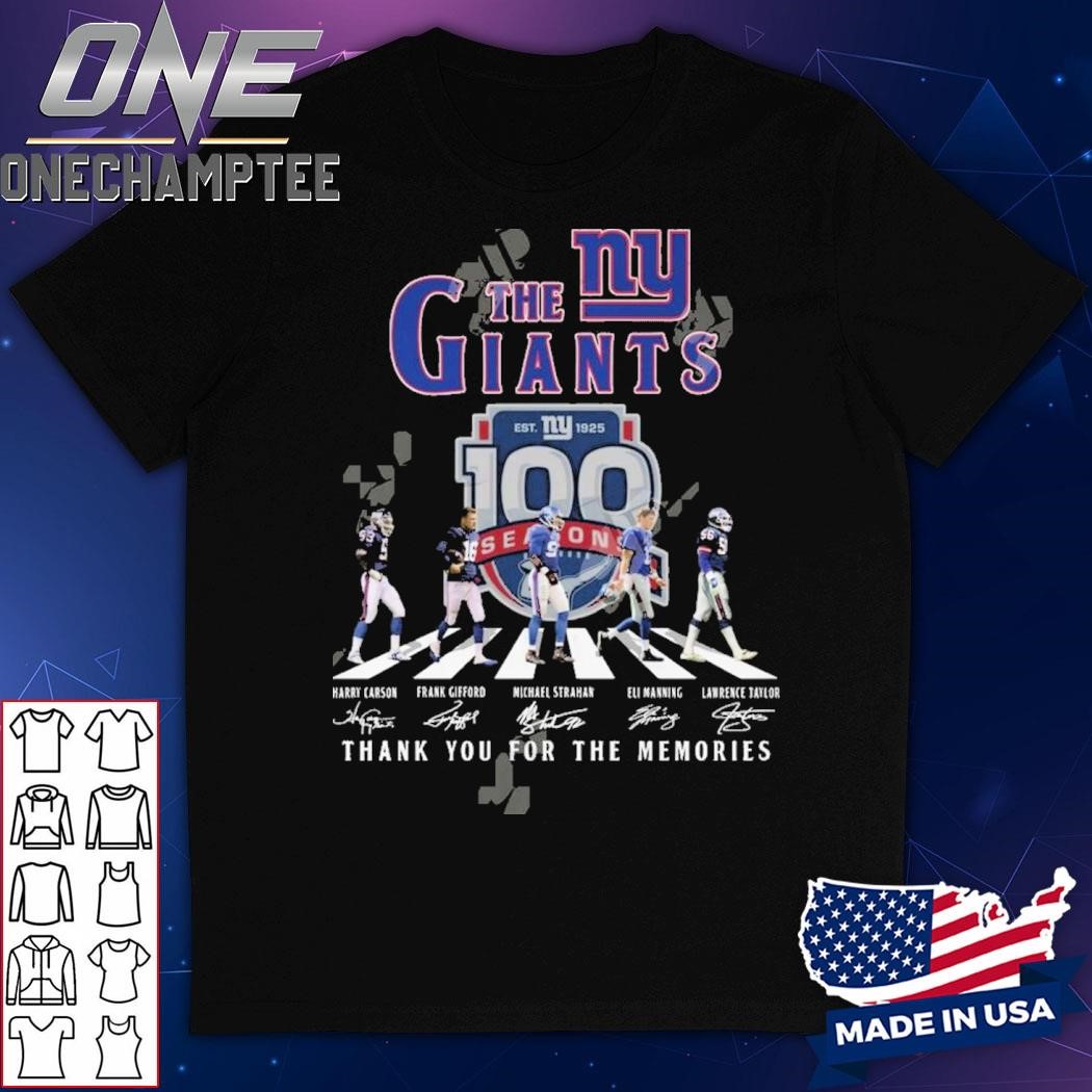 The New York Giants 100 Seasons Thank You For The Memories T-Shirt