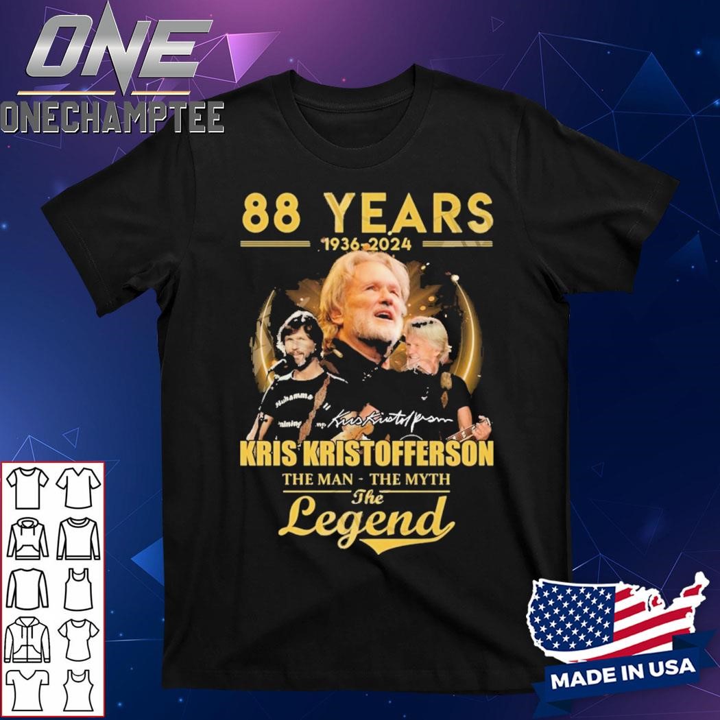 88 Years 1936-2024 Kris Kristofferson The Man The Myth The Legend T-Shirt