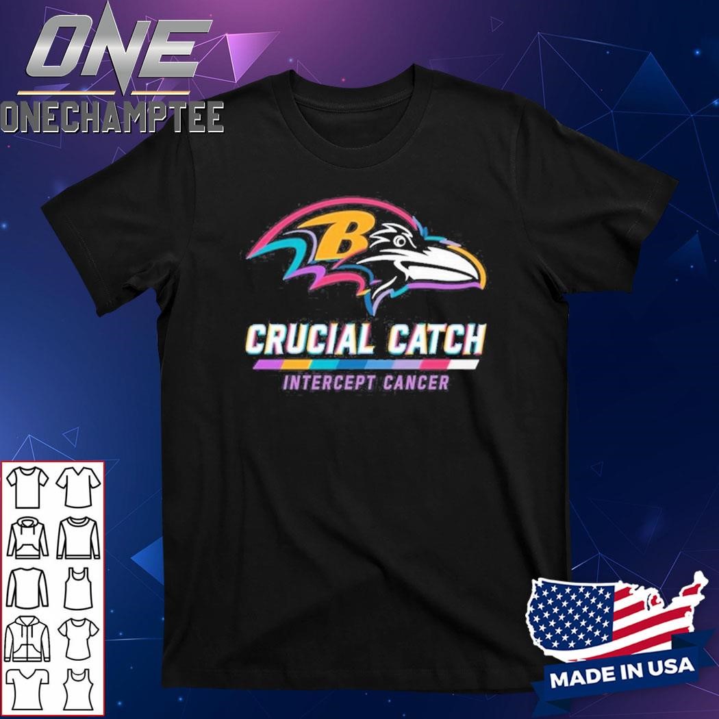 Baltimore Ravens 2024 Crucial Catch Intercept Cancer Awareness T-Shirt