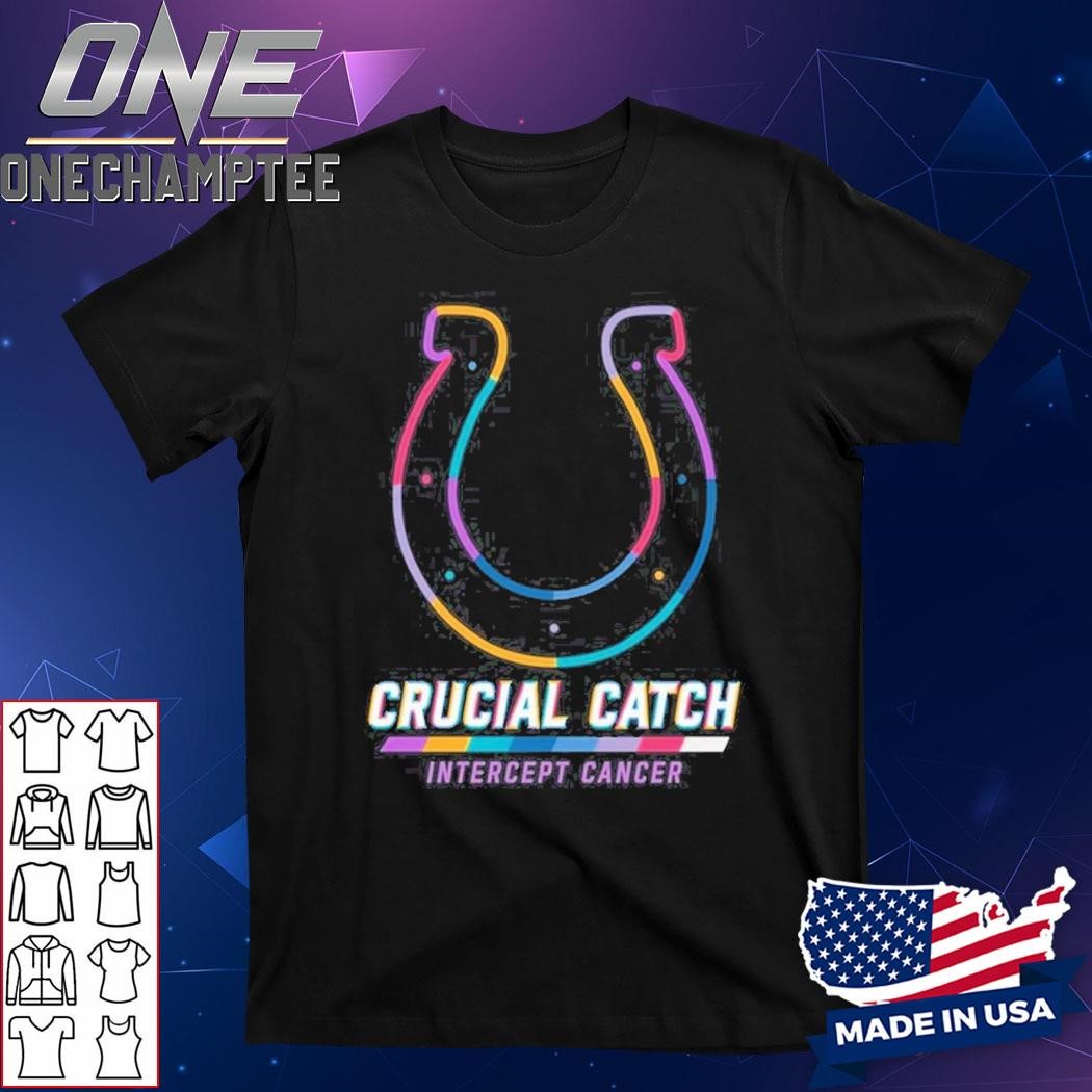 Indianapolis Colts 2024 Crucial Catch Intercept Cancer Awareness T-Shirt