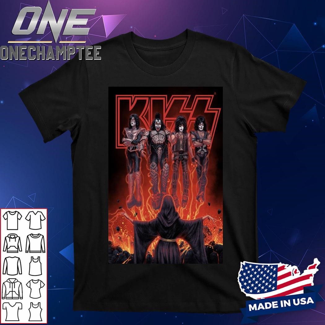 KISS Limited Edition Conjuring Flames Halloween Poster Shirt