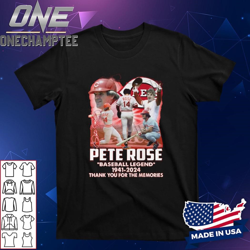 Pete Rose Baseball Legend 1941-2024 Thank You For The Memories T-Shirt