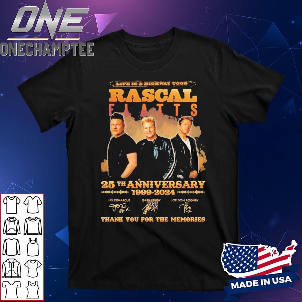 Rascal Flatts 25th Anniversary 1999-2024 Life Is A Highway Tour T-Shirt