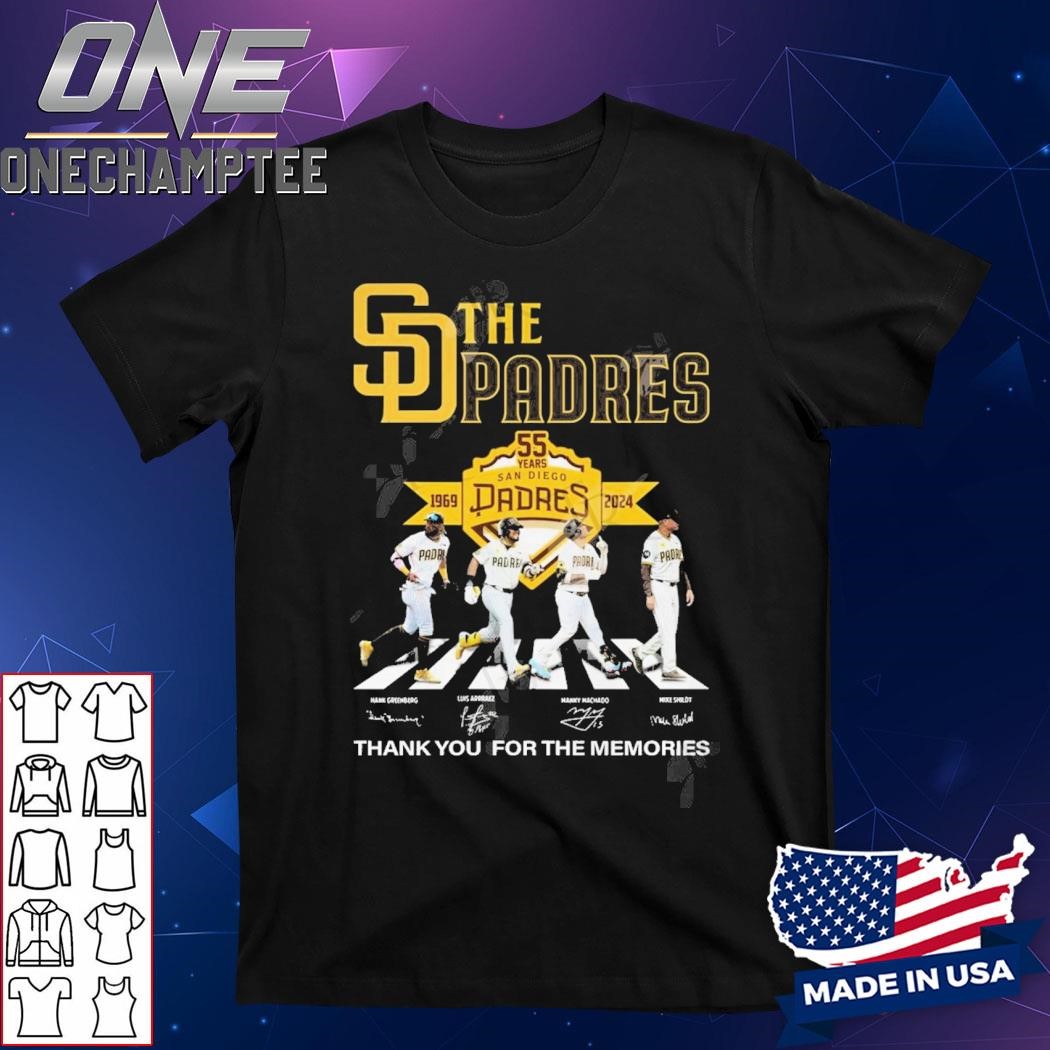 San Diego Padres 55 Year Of 1969-2025 Thank You For The Memories T-Shirt