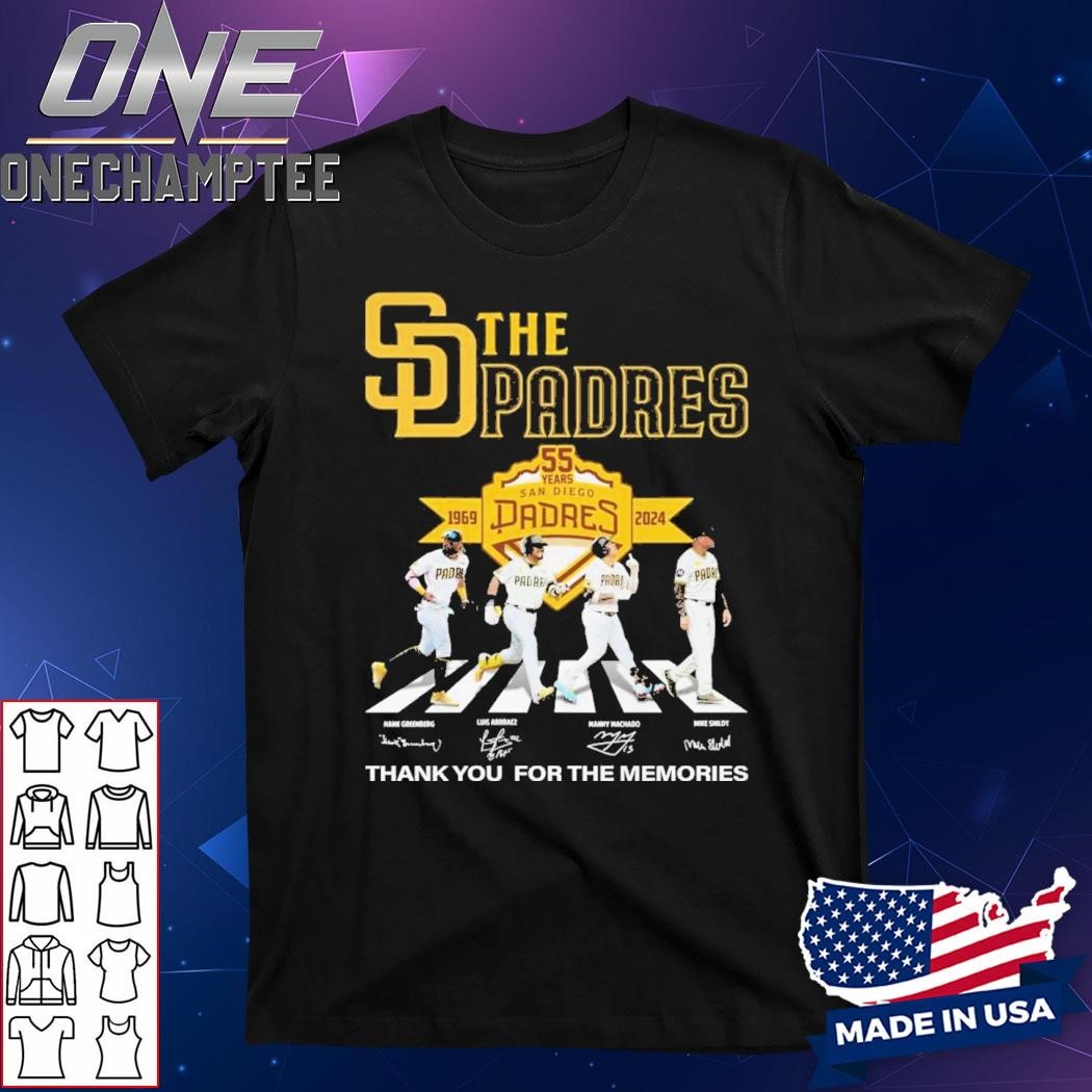 San Diego Padres 55 Years Of The Padres Champions 1969-2024 Thank You T-Shirt