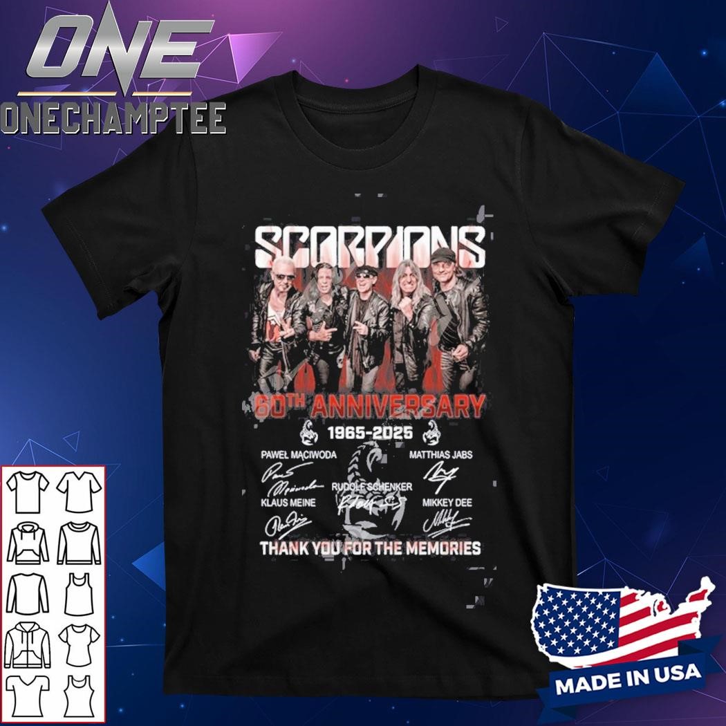 Scorpions Coming 60th Anniversary 1965-2025 Thank You For The Memories T-Shirt