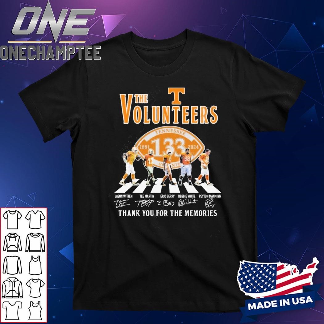 Volunteers Tennessee 133th Anniversary 1891-2024 Thank You For The Memories T-Shirt