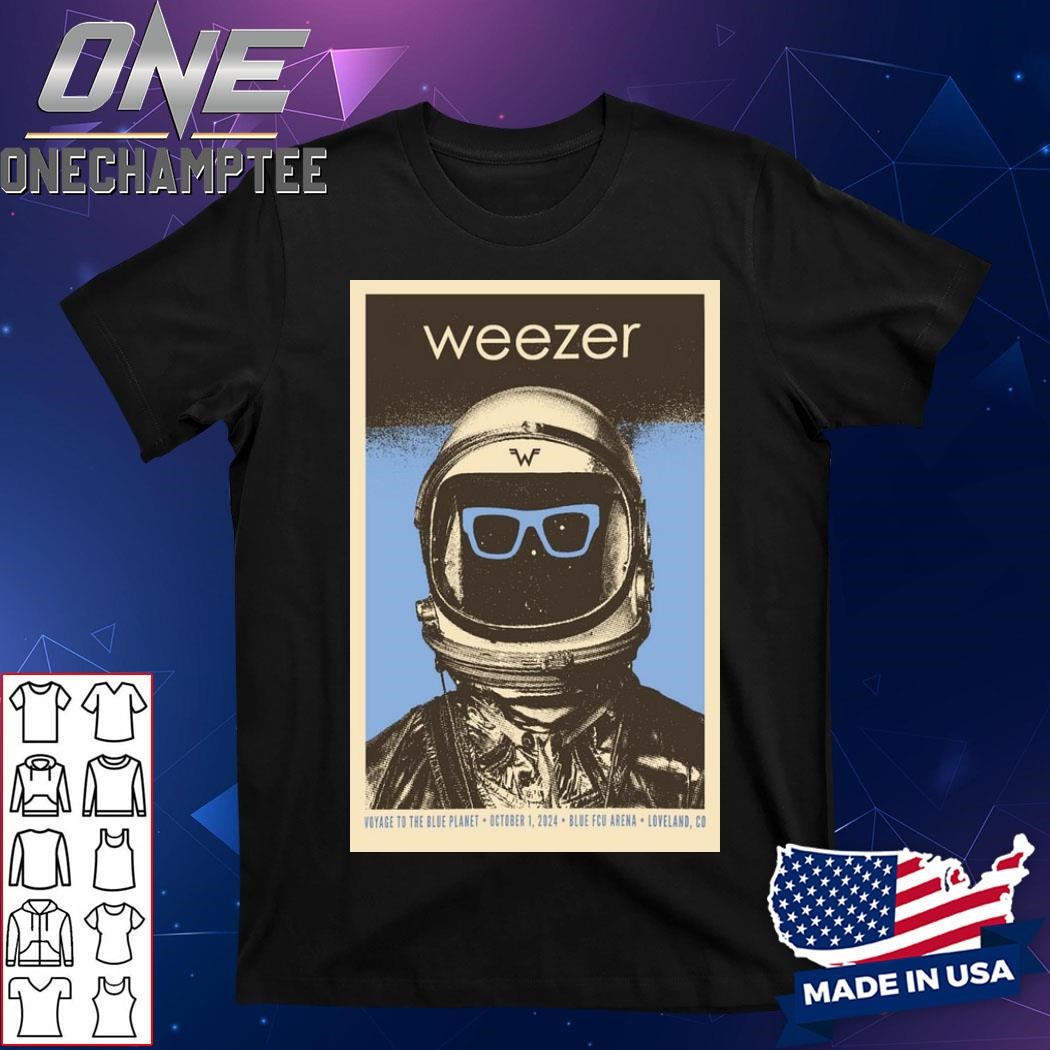 Weezer Voyage To the Blue Planet Tour October 1, 2024 2024 Loveland, CO Blue FCU Arena Poster Shirt