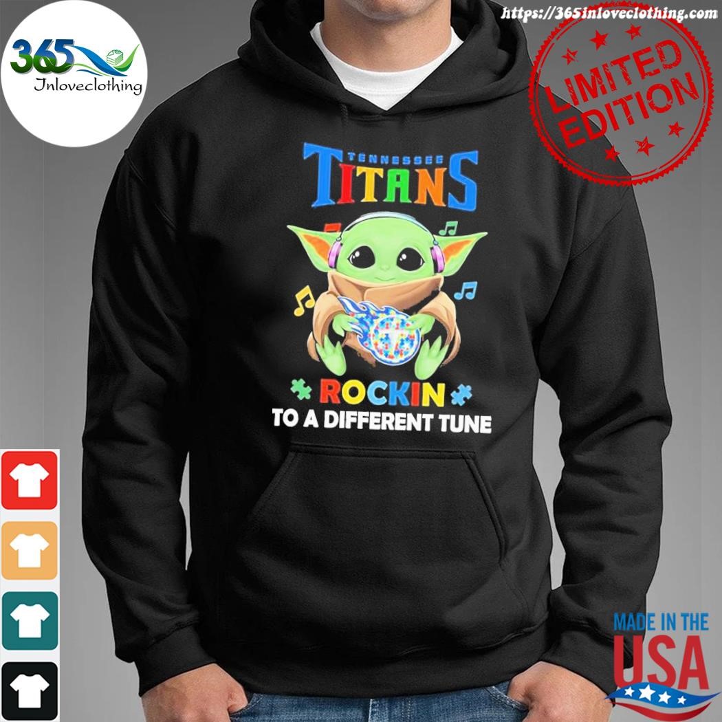 Autism Tennessee Titans Baby Yoda Rockin To A Different Tune Shirt