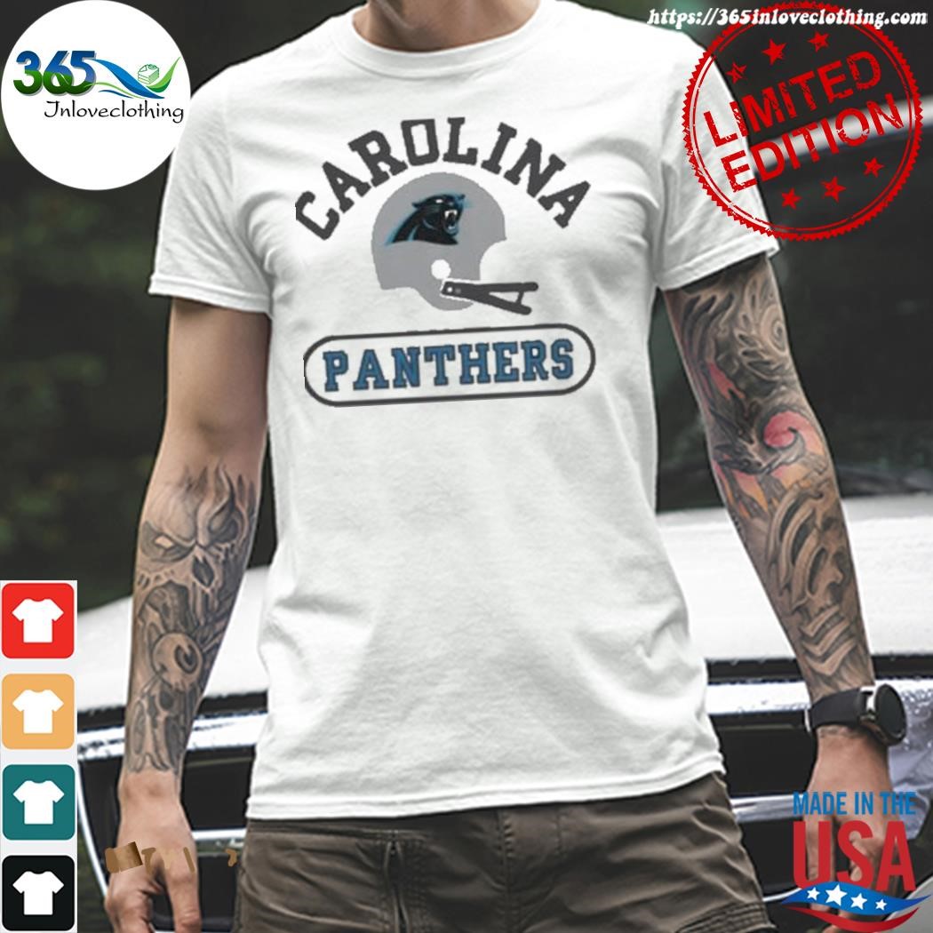 Youth Carolina Panthers Big Helmet Youth T-Shirt from Homage. | Officially Licensed Vintage NFL Apparel from Homage Pro Shop.