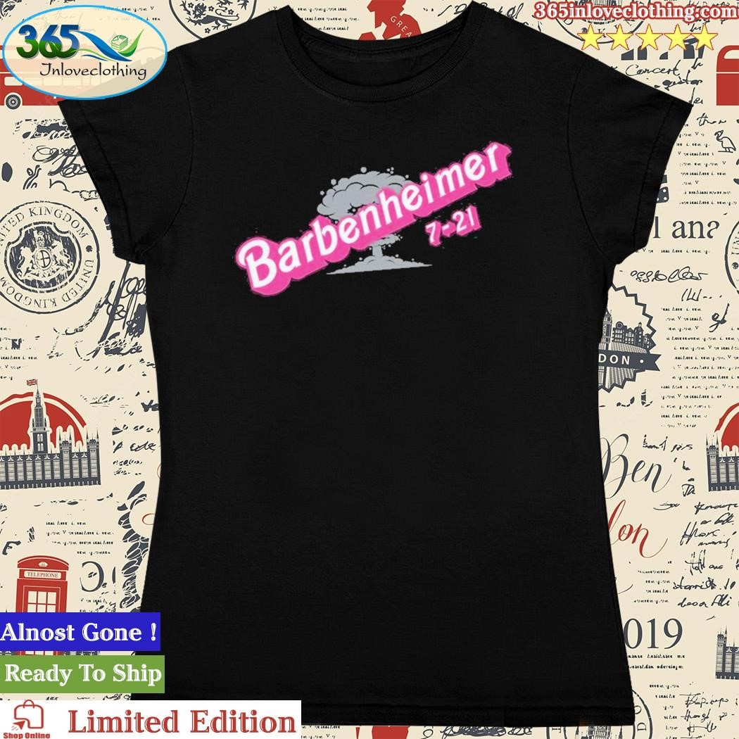 Official barbenheimer In Pink Barbie Font Unisex Jersey shirt tank