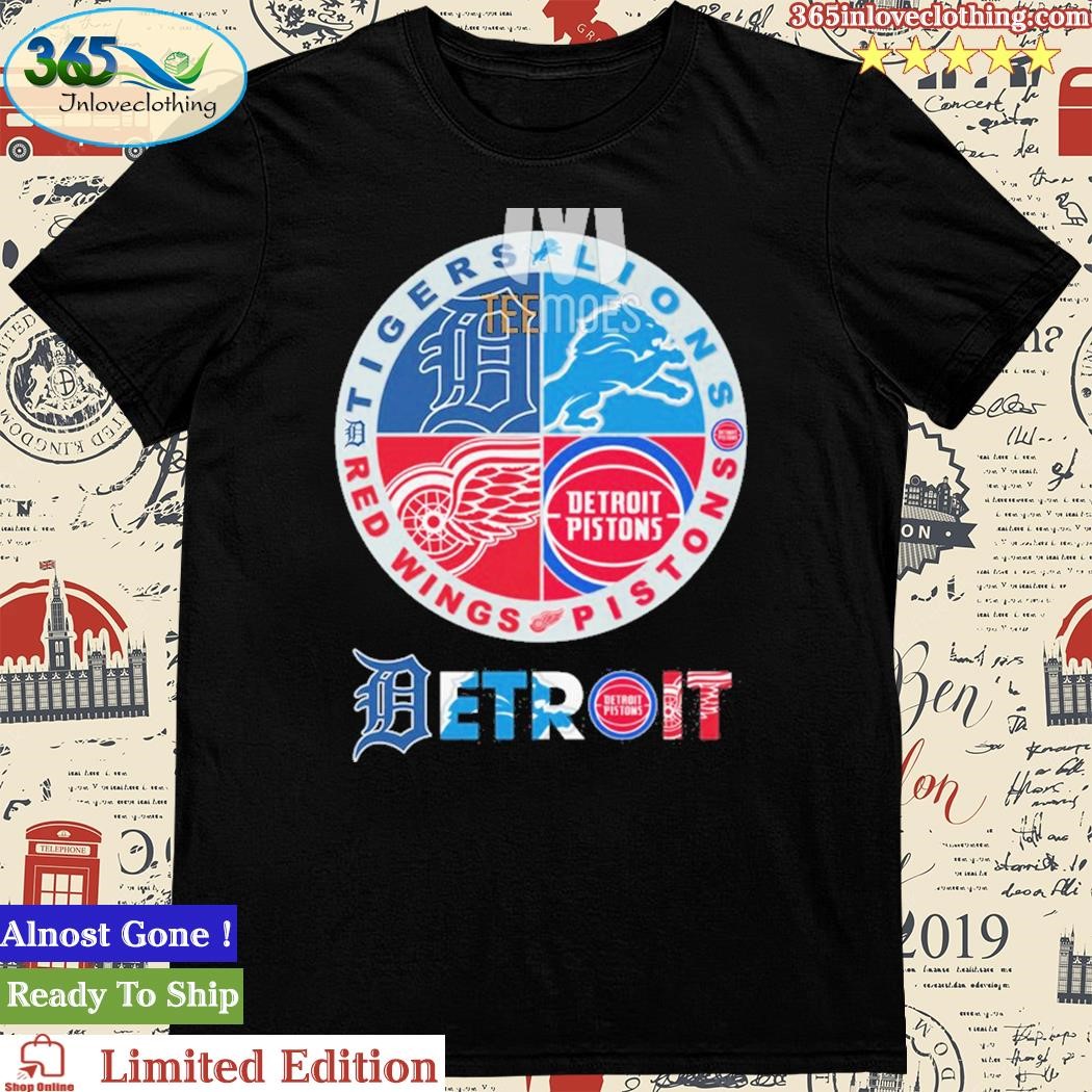 Official detroit Circle Logo Sport Teams Pistons Lions Red Wings Unisex Tshirt