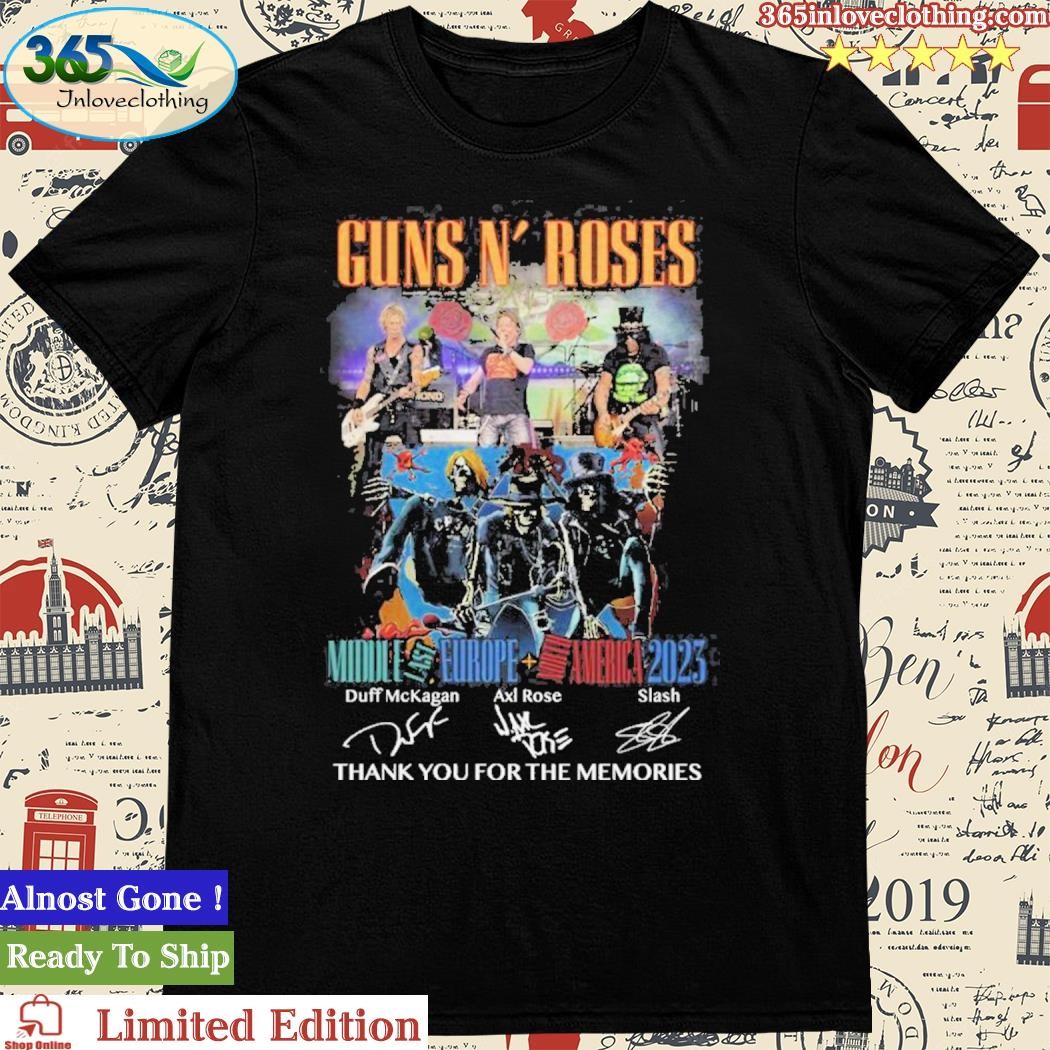 Official guns N Rose Tour 2023 Thank You For The Memories T-Shirt