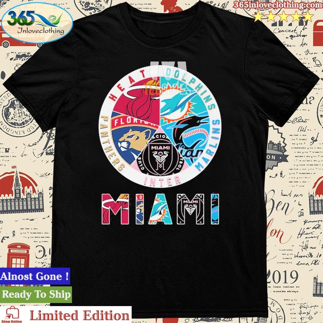 Official inter Miami Circle Logo Sport Teams Panthers Dolphins Marlins Unisex Tshirt