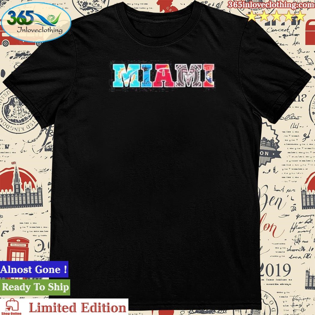 Official miami Sport Teams Dolphins Marlins Heat Florida Panthers 2023 T-Shirt
