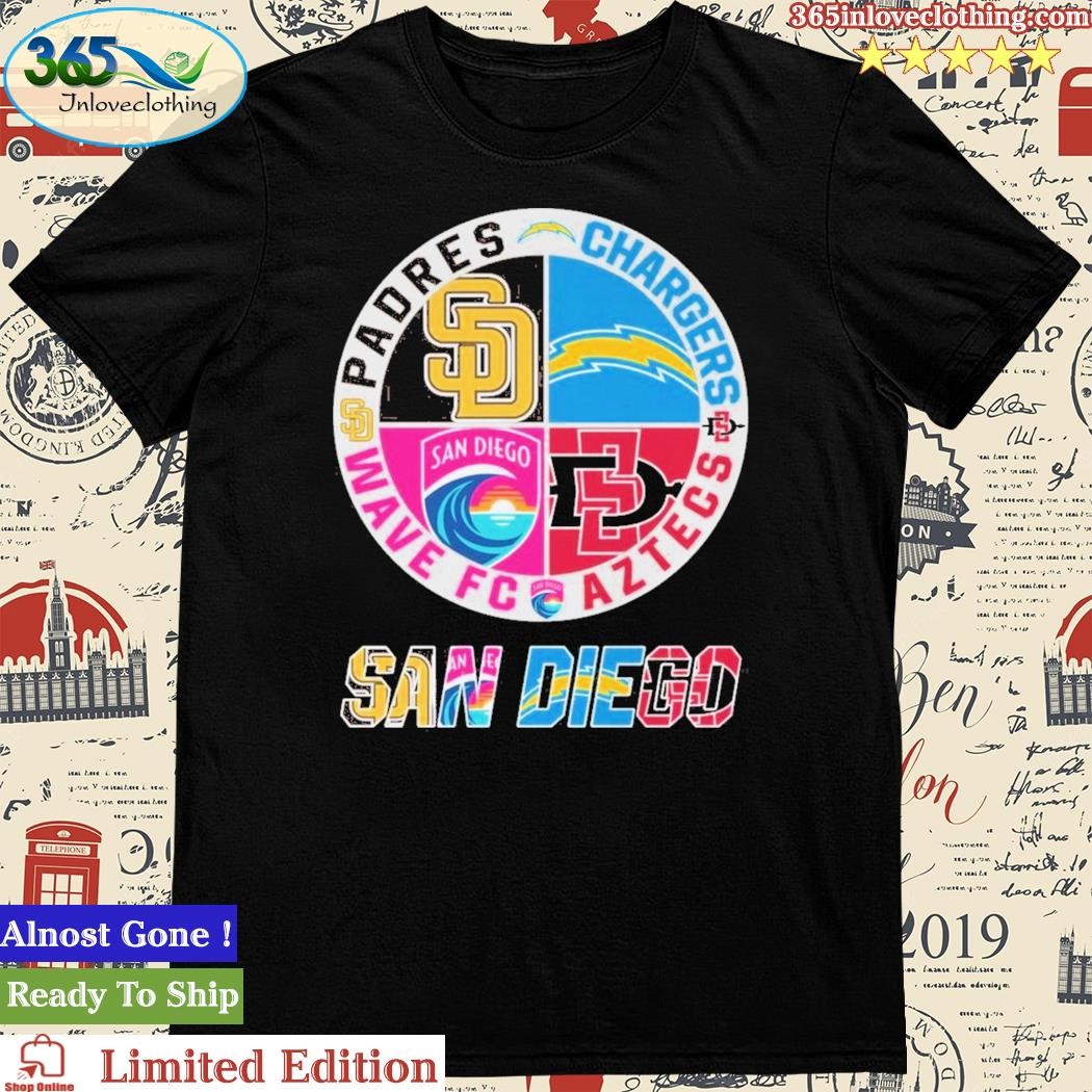 Official san Diego Team Sport Padres – Chargers – Wave FC And Aztecs Unisex T-Shirt