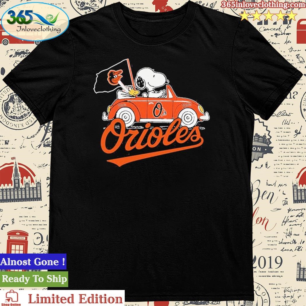 Official snoopy Drives Car With Baltimore Orioles Flag Unisex Tshirt
