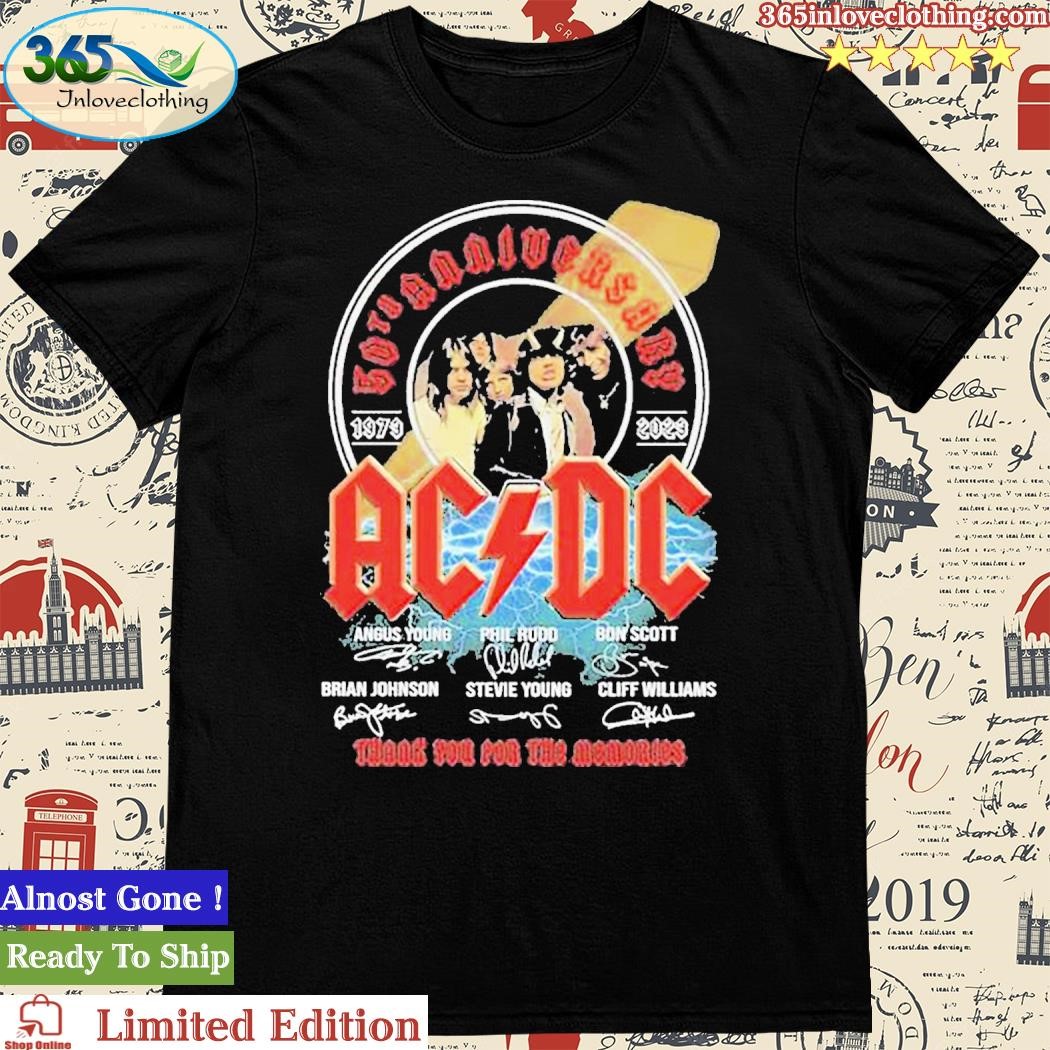 Ac Dc Band 50th Anniversary 1979 2023 Thank You For The Memories Light Shirt
