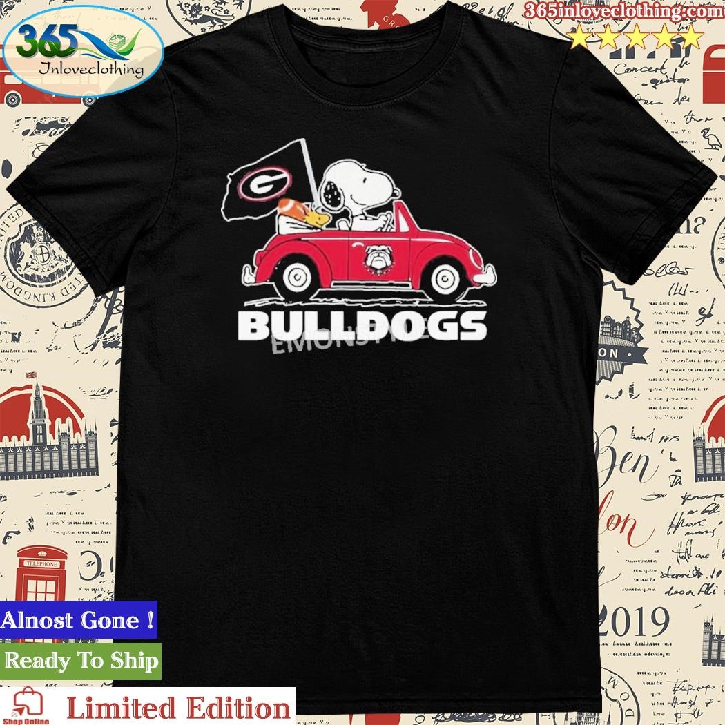 Georgia Bulldogs Snoopy On A Car Shirt