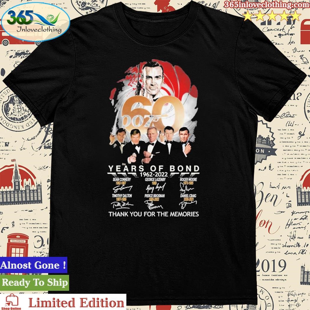 Official 007 60 Years Of Bond 1962 – 2022 Thank You For The Memories T-Shirt