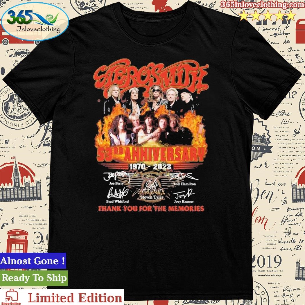 Official aerosmith 53rd Anniversary 1970 – 2023 Thank You For The Memories T-Shirt