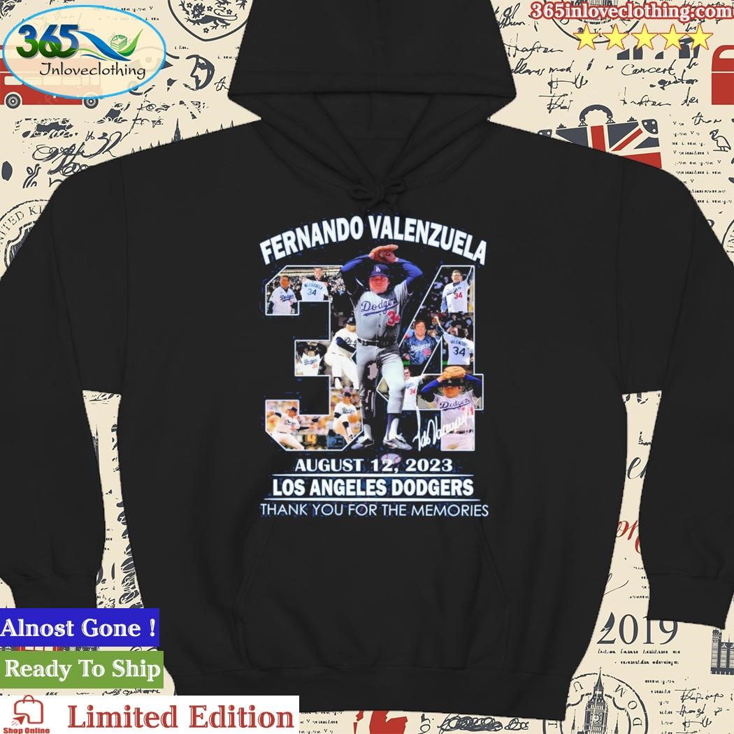 Official fernando Valenzuela august 12,2023 Los Angeles Dodgers thank you  for the memories signature shirt, hoodie, sweater, long sleeve and tank top