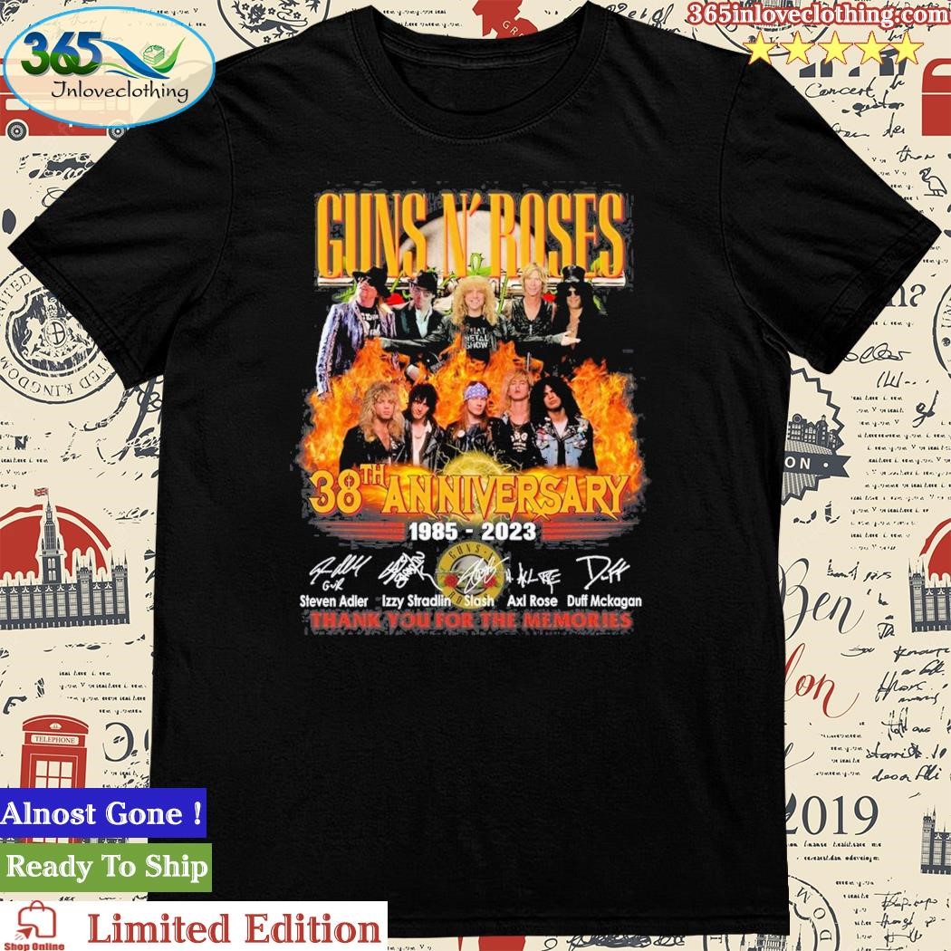 Official guns N’ Roses 38th Anniversary 1985 – 2023 Thank You For The Memories Unisex T-Shirt