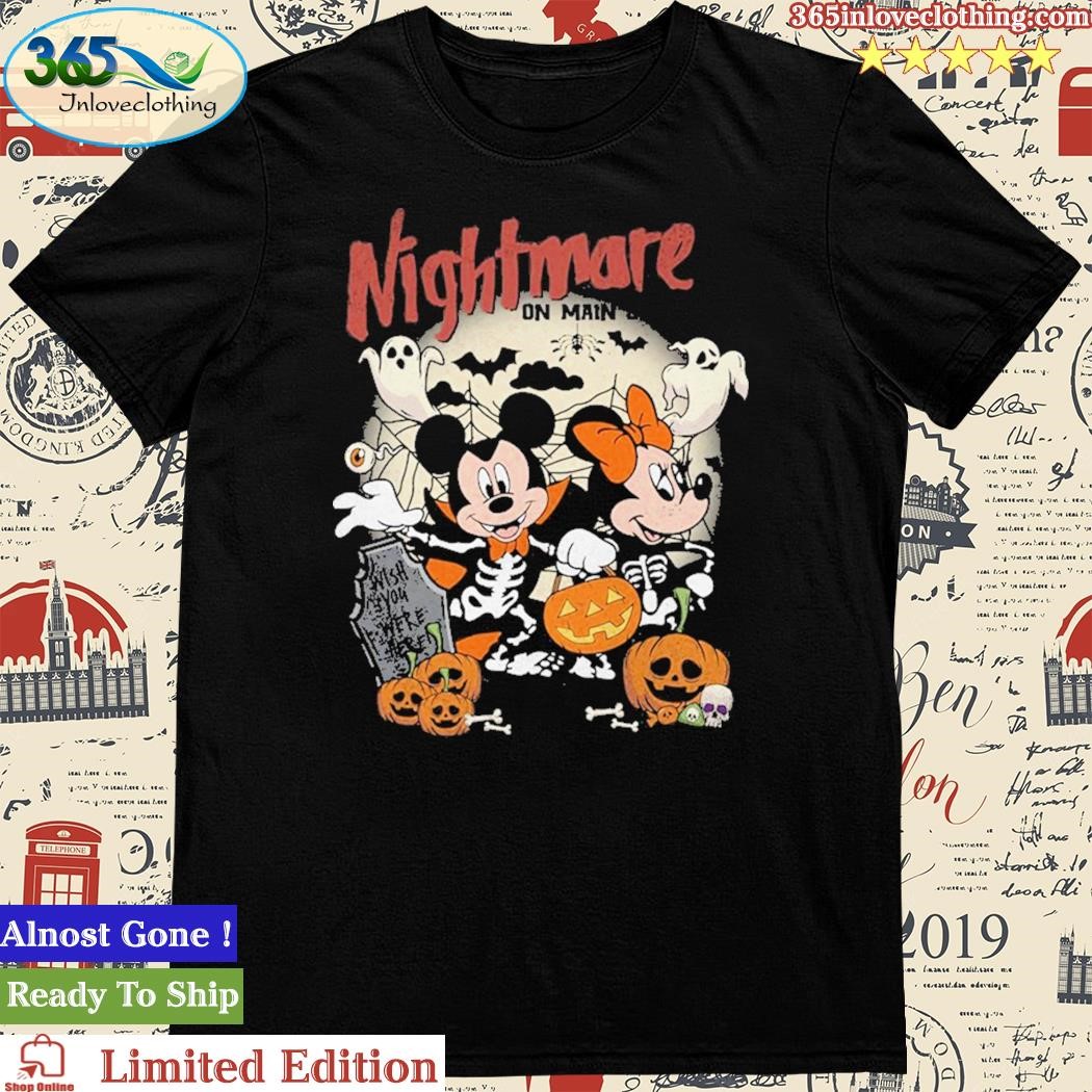 Official halloween Nightmare On Main Street Mickey And Minnie Tshirt