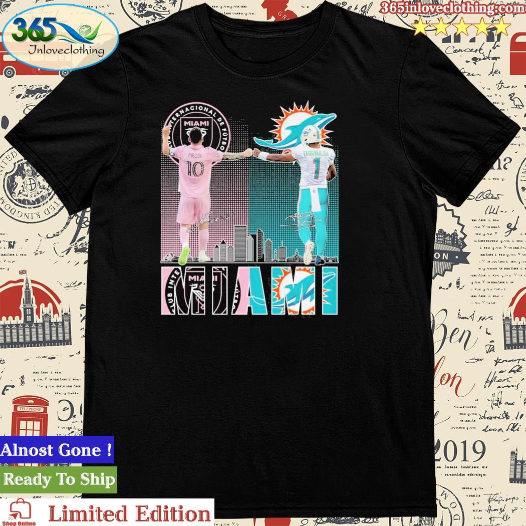 Official inter Miami Messi And Dolphins Tagovailod City Champions T Shirt